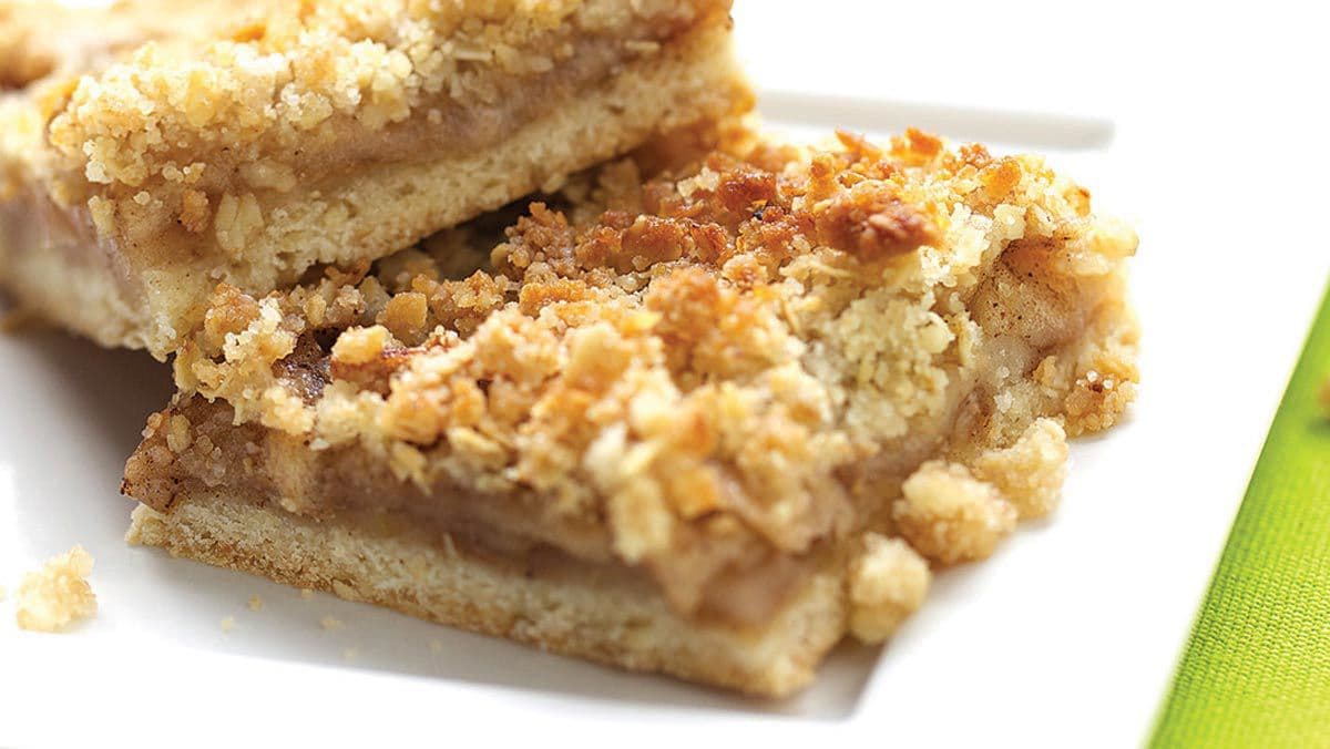 Cuadrados de manzana y avena con crumble
