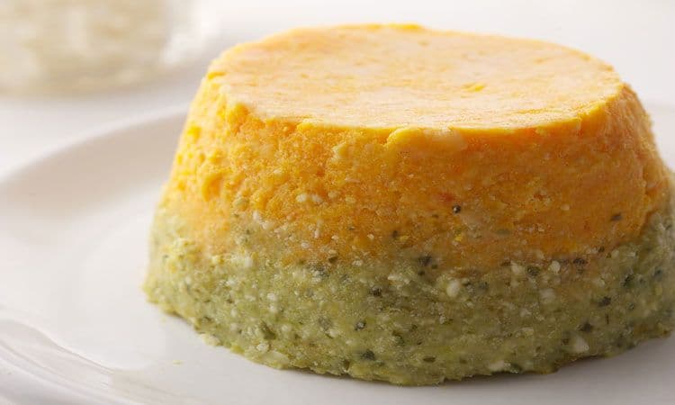 Budín bicolor de vegetales